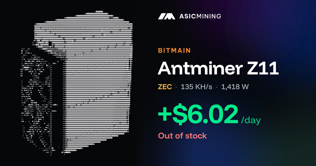 Bitmain Antminer Z11 (135 KH/s) Specs & Profitability | ASICMining.io